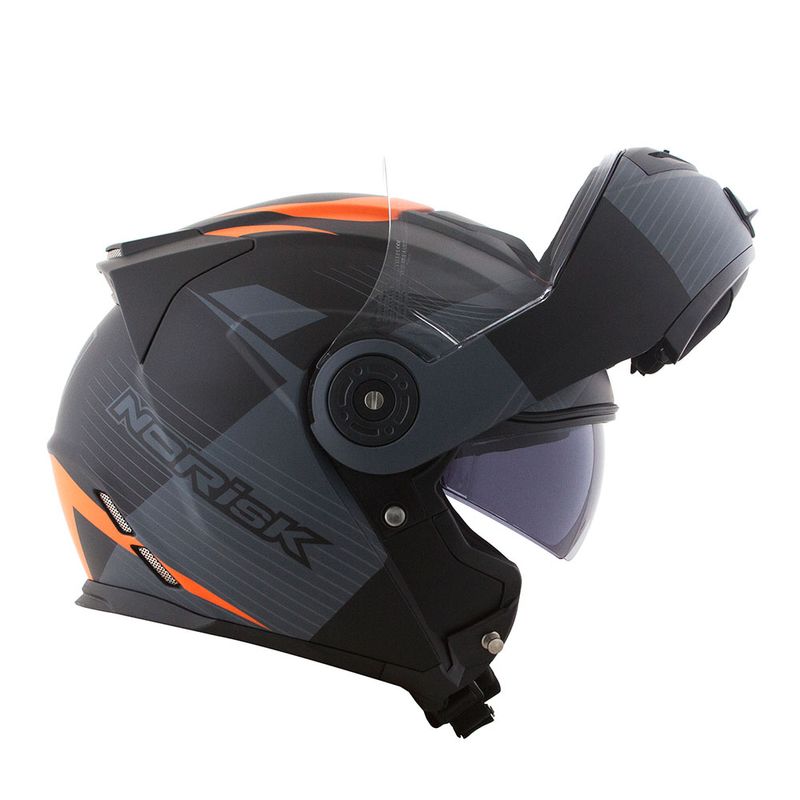 CAPACETE NORISK ROUTE FF345 STROKE PRETO FOSCO/LARANJA