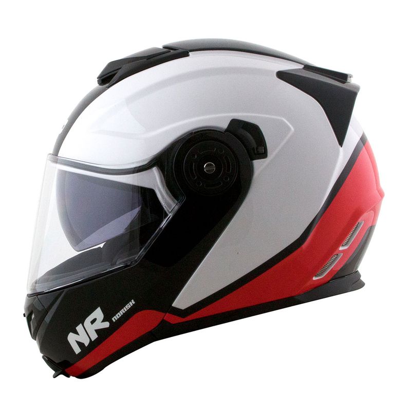 CAPACETE NORISK ROUTE FF345 CHANCE BRANCO/VERMELHO
